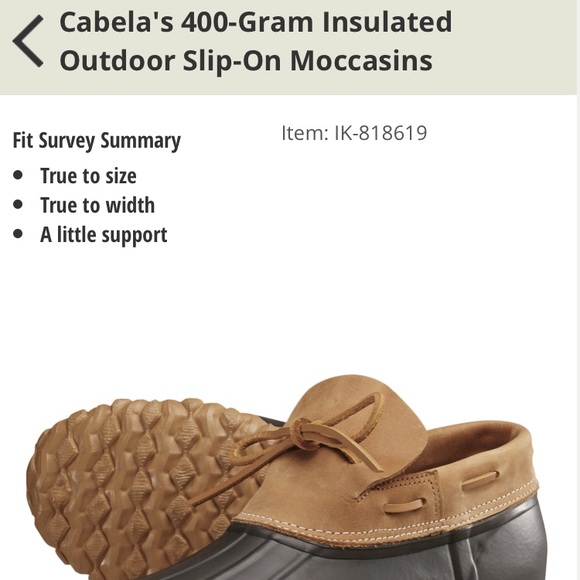 Cabela’s 400g Insulated Outdoor Slip On Moccasins